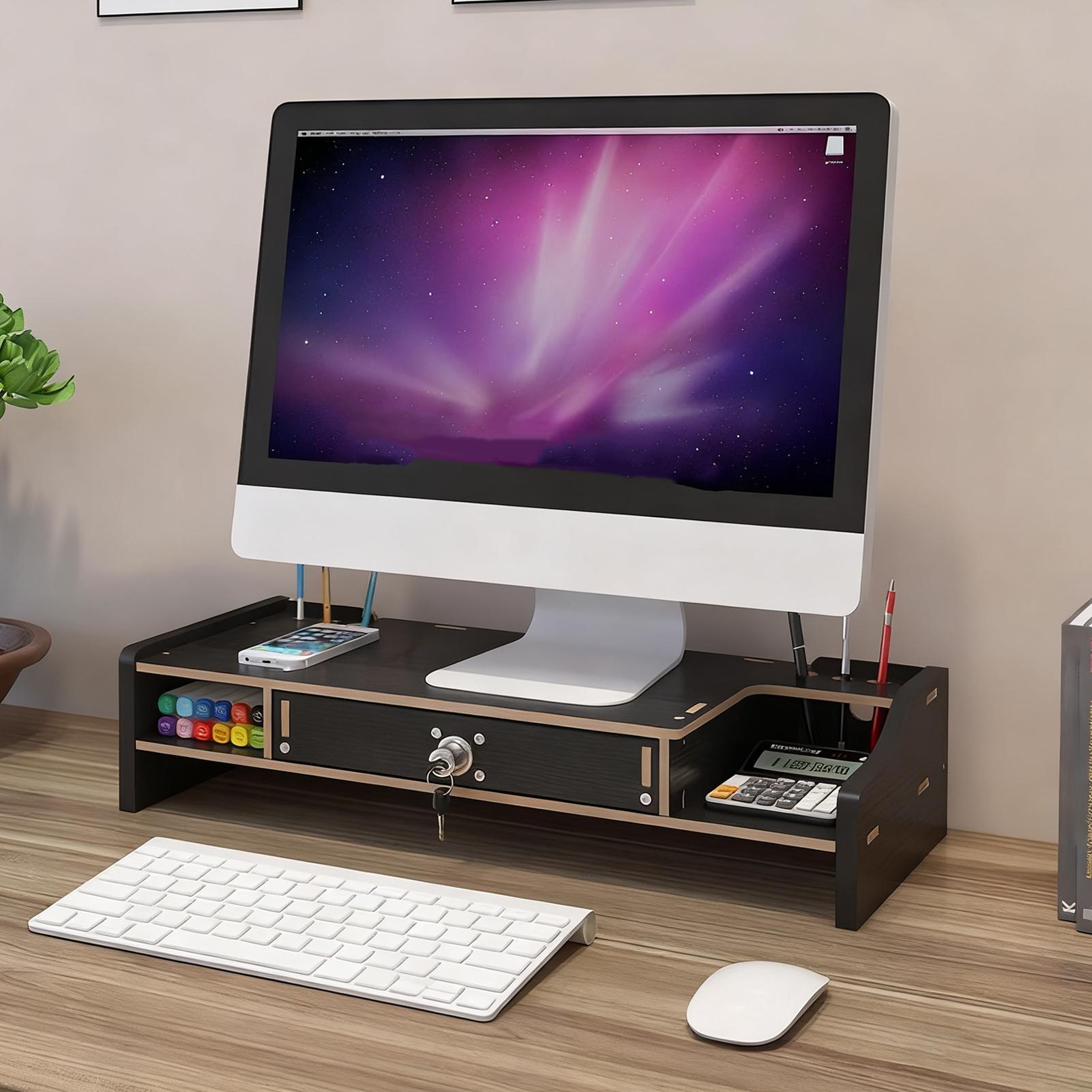 Monitor Riser Wood - Support de moniteur pour bureau, organisateur