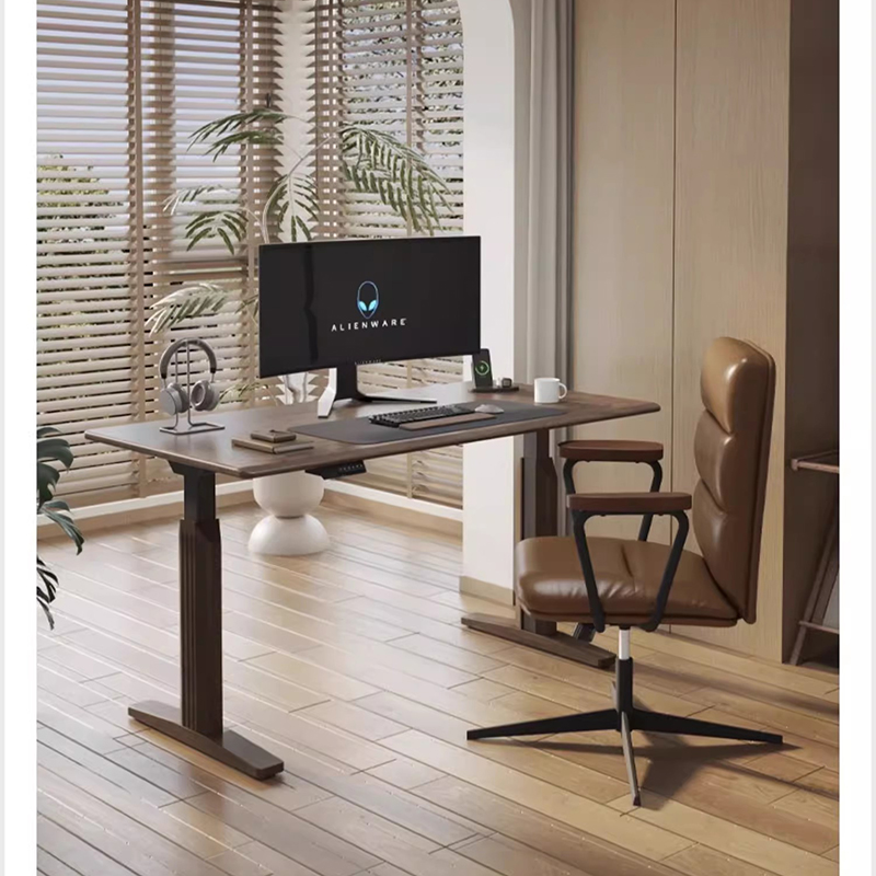 Desk Setup Oak - Table de bureau électrique réglable, lit