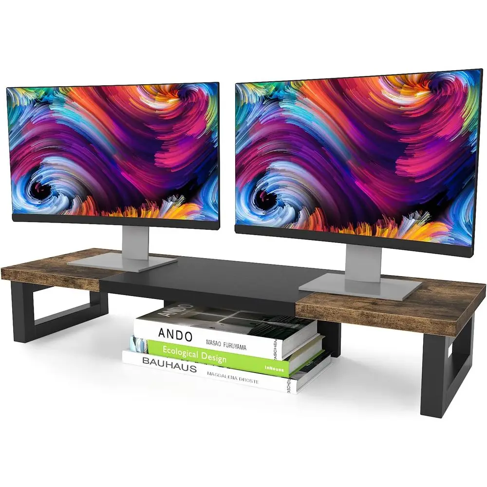 Monitor Riser Wood - Support de moniteur double, support de