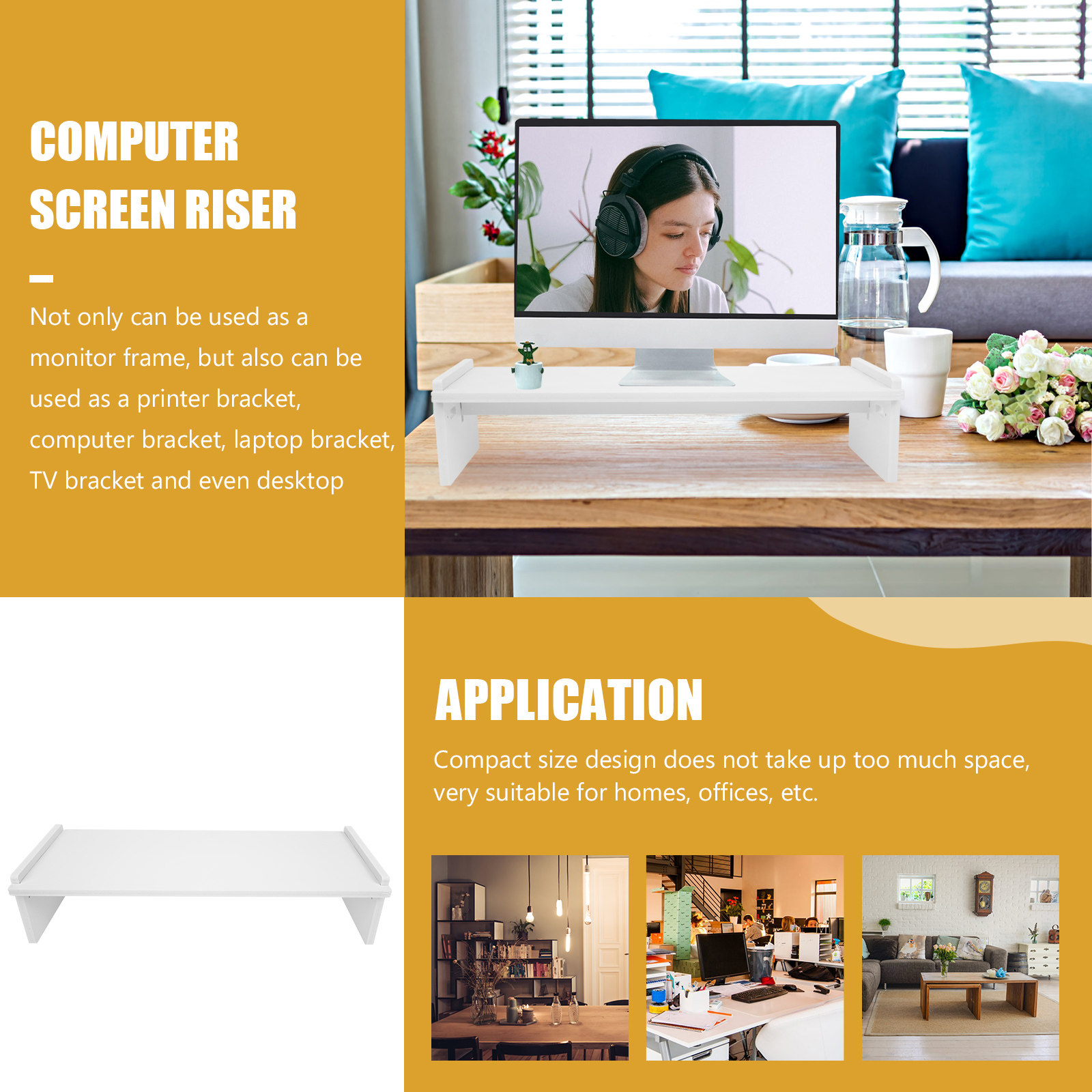 Monitor Riser Wood - Support de moniteur d'ordinateur en bois,