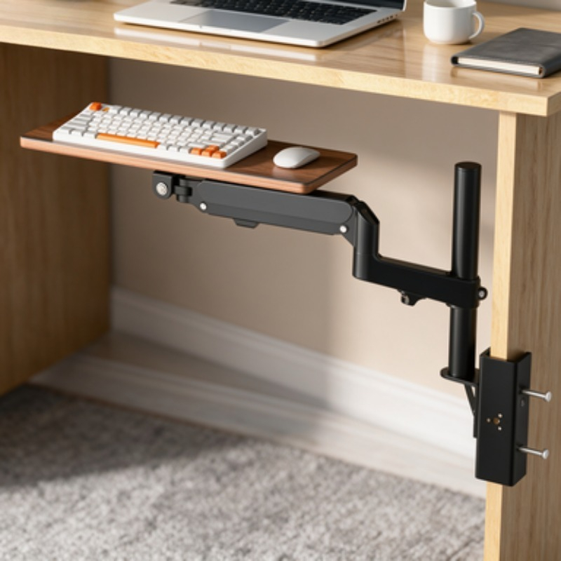 Desk Setup With Keyboard Tray - Plateau de clavier sous le bureau