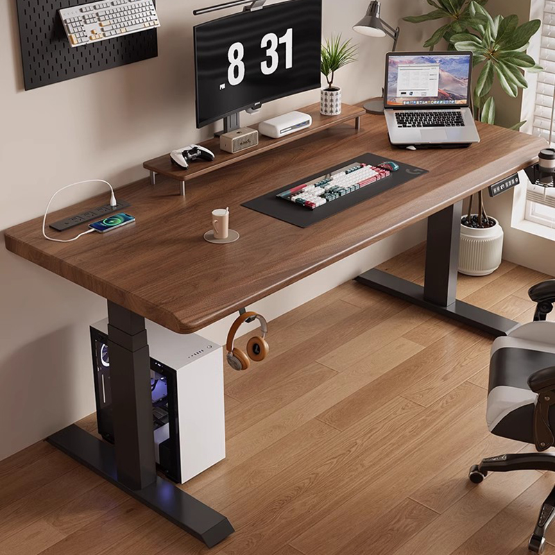 Desk Setup Oak - Bureau de bureau à hauteur réglable,