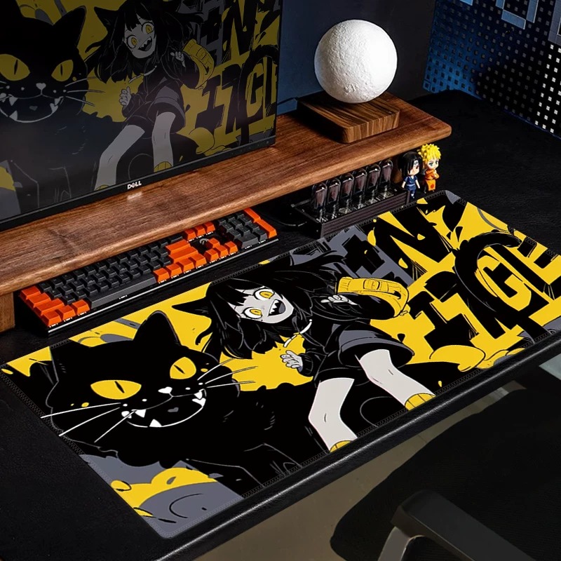 Desk Setup Black - Tapis de souris de jeu Anime