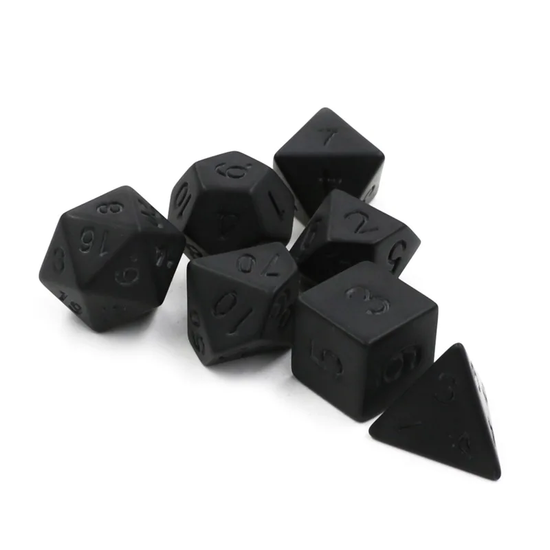 Desk Setup Black - Jeu de dés noirs mats, 7