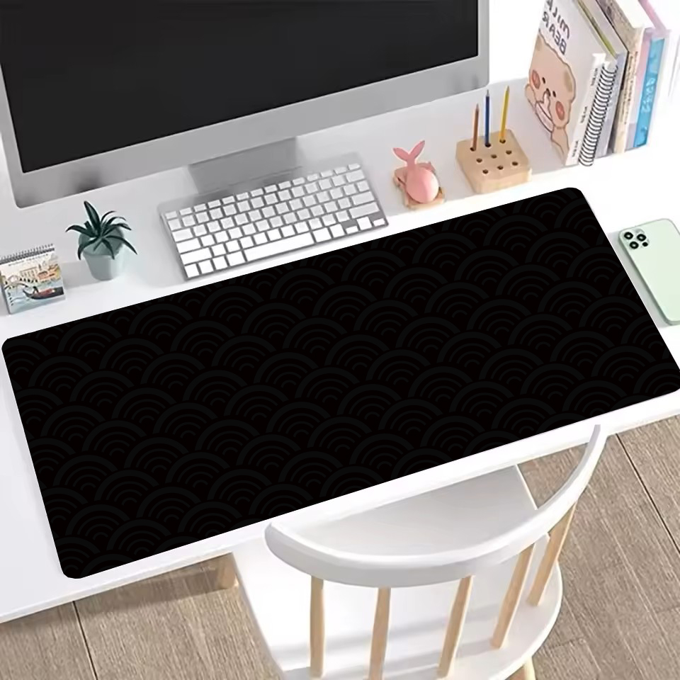 Desk Setup Black - Tapis de souris Black Ocean Wave,