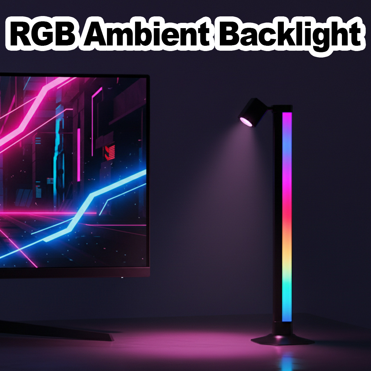 Desk Setup Black - Barre lumineuse intelligente LED RGB, synchronisation