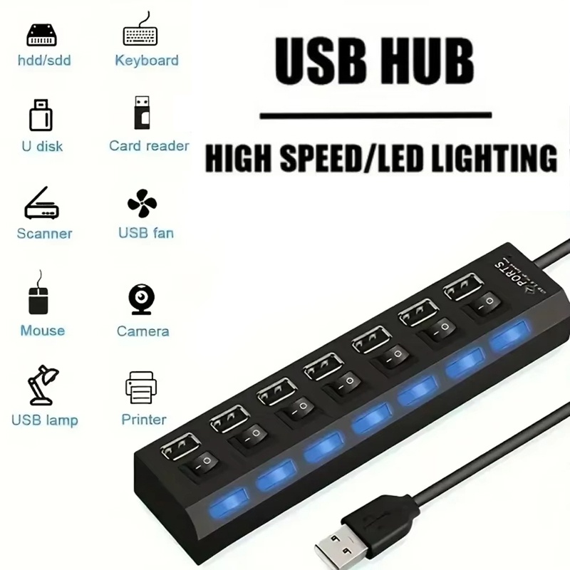 Hub USB 2.0 à 7 ports pour PC, - Desk Setup Mac avis et prix