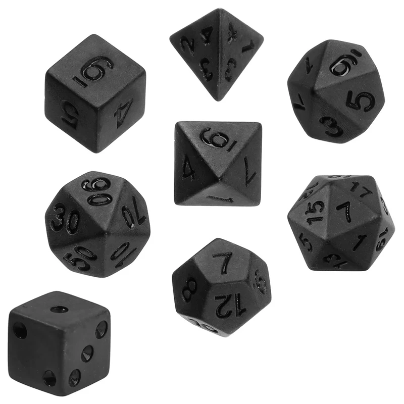 Jeu de dés noirs mats, 7 pièce - Desk Setup Black avis et prix