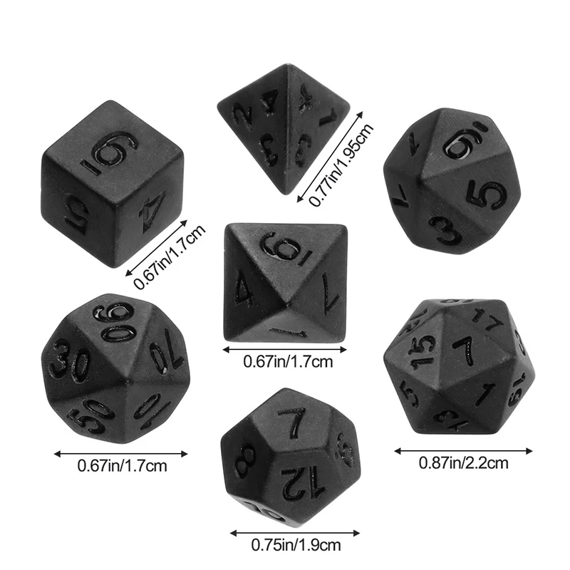 Jeu de dés noirs mats, 7 pièce - Desk Setup Black avis et prix