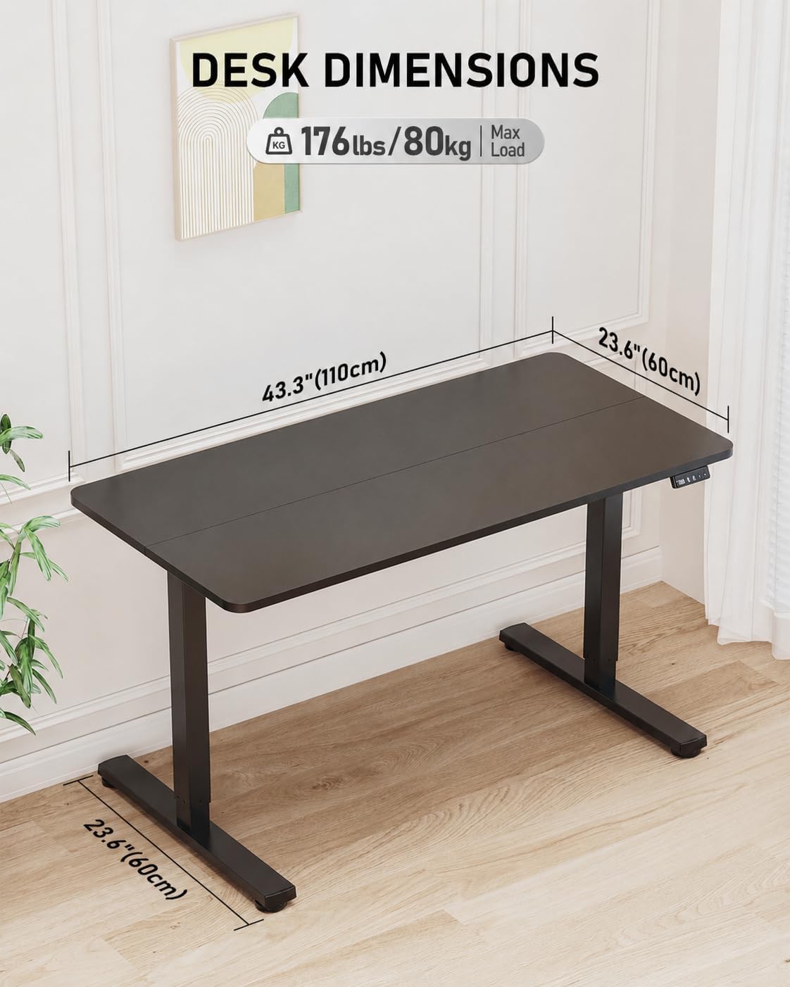 Bureau debout électrique 44 po - Desk Setup Black avis et prix