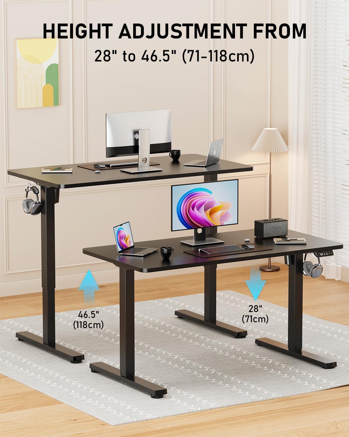 Bureau debout électrique 44 po - Desk Setup Black avis et prix
